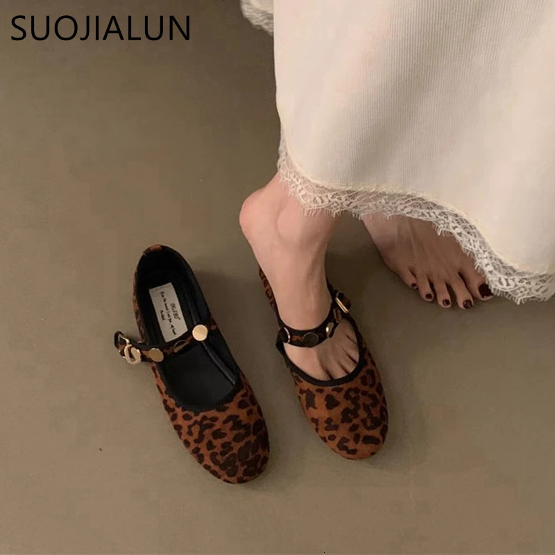 SUOJIALUN Autumn Women Round Toe Mary Jane Shoes Fashion Rivet Ladies Elegant Dress Flat Shoes Soft Flat Heel Ballerinas Sh 241014