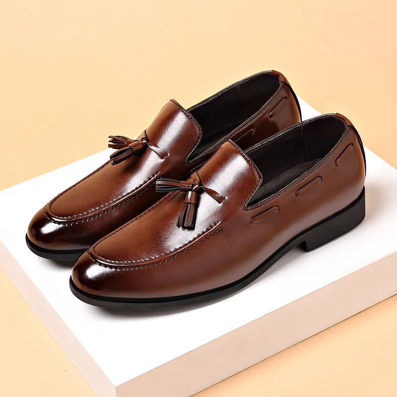 er Style Dress Business Casual Slip on Leather Plus Size for Men Wedding Party Shoes 241014