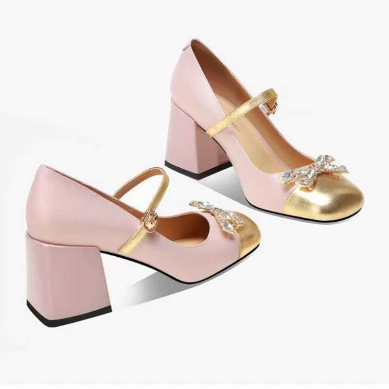 Womens High Heels Fashion Rhinestone Bow Designer Womens Shoes Autumn New 2024 Banquet Party Dress Womens Mary Jane ShoesLX241014