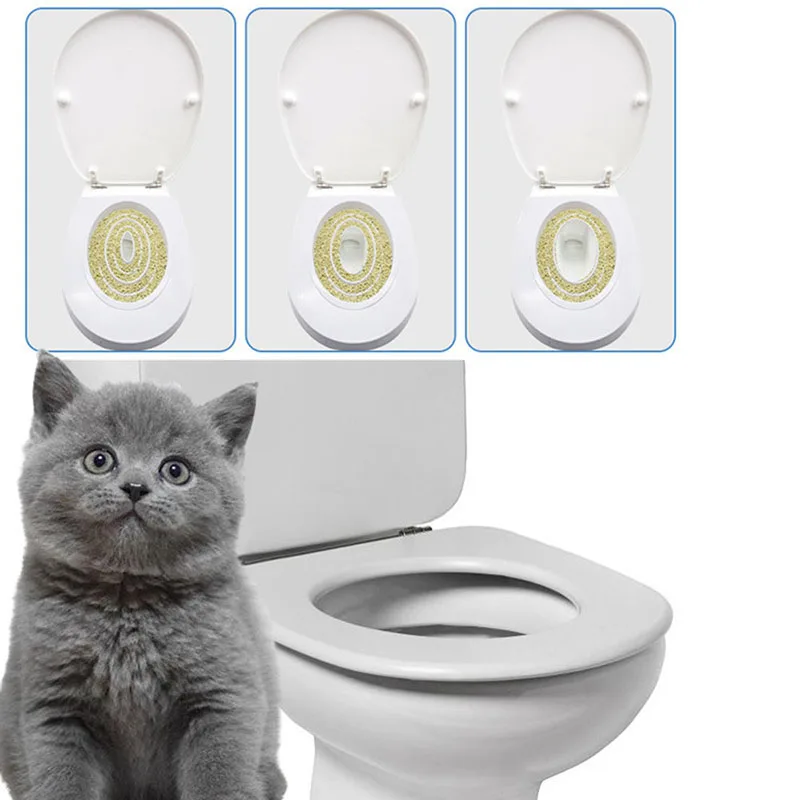 Cats Toilet Training Kit PVC Pet Litter Box Tray Set Professional Puppy Cat Cleaning Trainer Toilet for Cat Training Toilet Seat