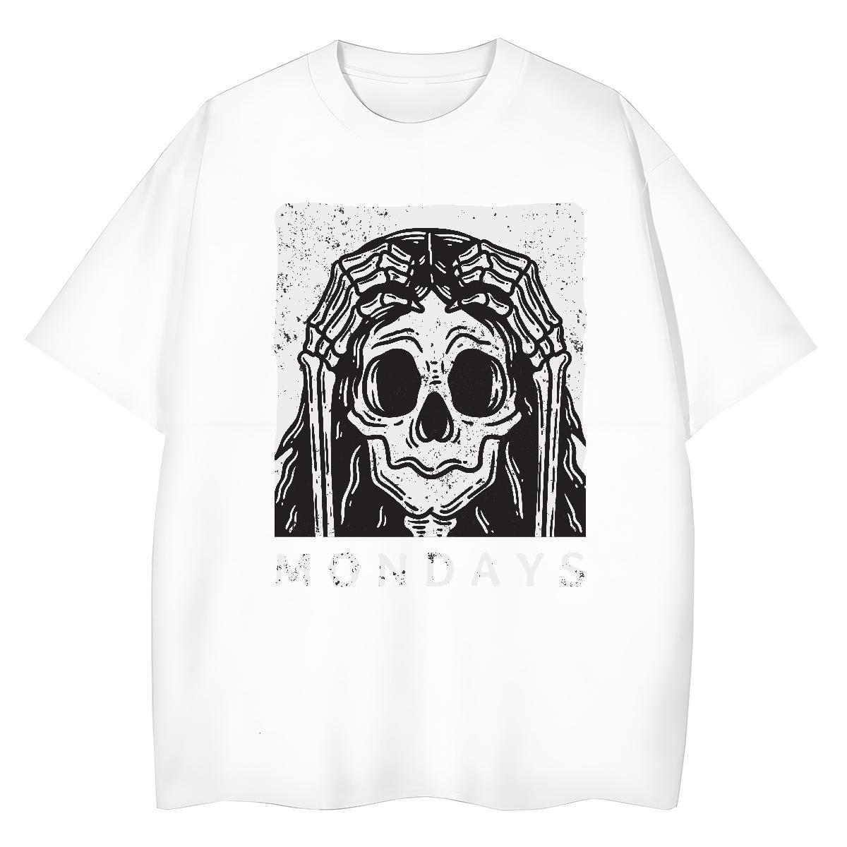 Fashion New T Shirt For Woman 230g Cotton Breathable Soft Spring Summer skull Lady T shirt Free Shipping Custom Print Oversized Top Shirts
