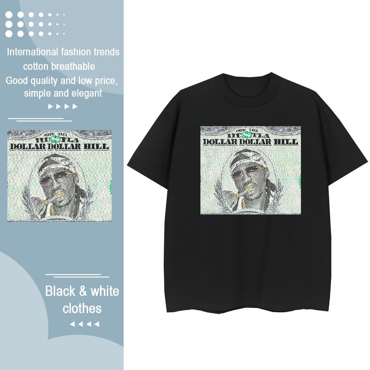 Brand Womens T Shirts 100% Cotton 230g Breathable Crew Neck High Street Hip Hop money Women Tshirts Female Cartoon Print Tees Shirts