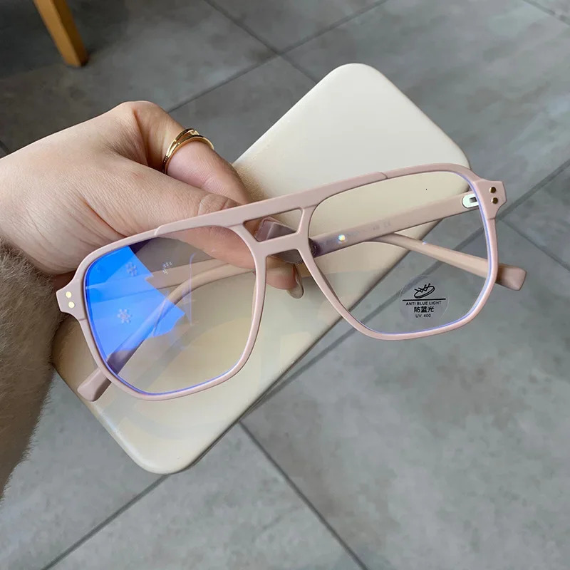 Optical Square Double Bridge Glasses Frame for Women Men Fashion Anti Blue Light TR90 Transparent Computer 241014