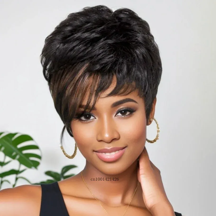 Women's casual style synthetic wigs for everyday use Natural wigs with bangs glueless wig Mommy wigs Brown mixed colors