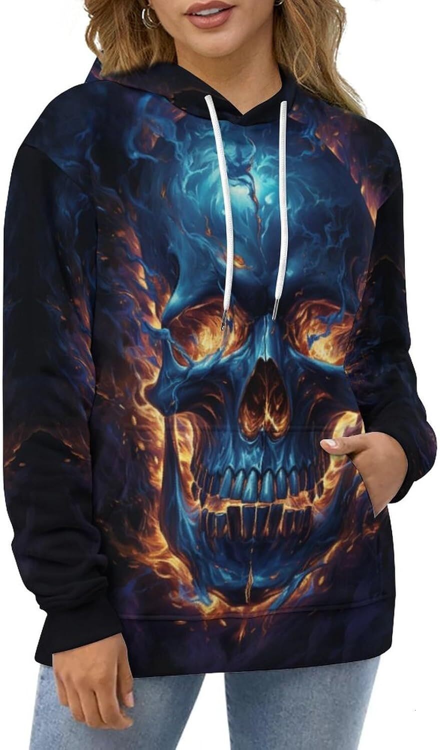 Hoodie for Mens Womens Mens Skull Printed Hoodie Novelty Graphic Hoodie Graphic Hoodies sweatshirt Pullover Trendy Fashion