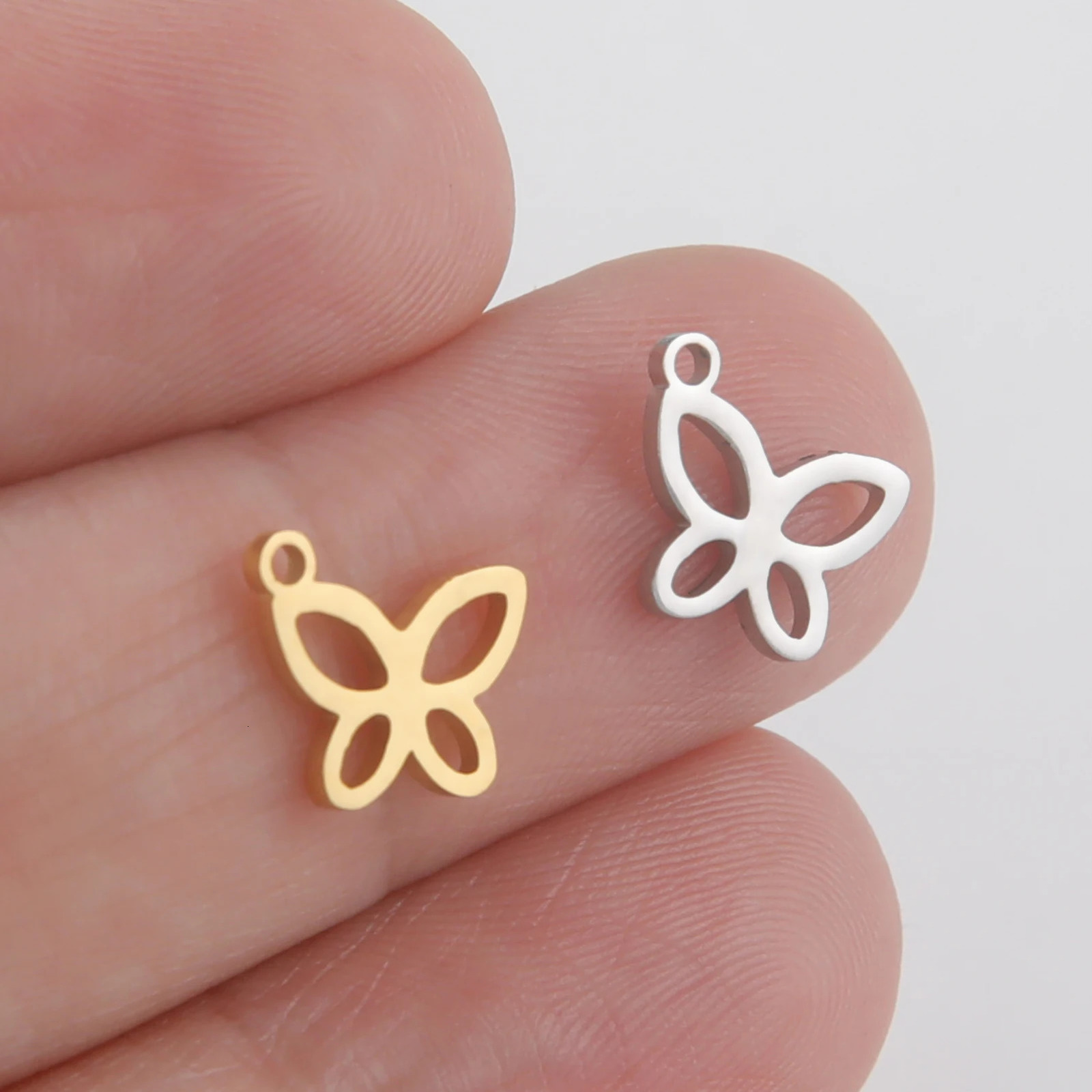 5PCS Butterfly Pendant Charm Earrings Necklace Stainless Steel Womens Accessories DIY Handmade Jewelry Gift Wholesale 241010