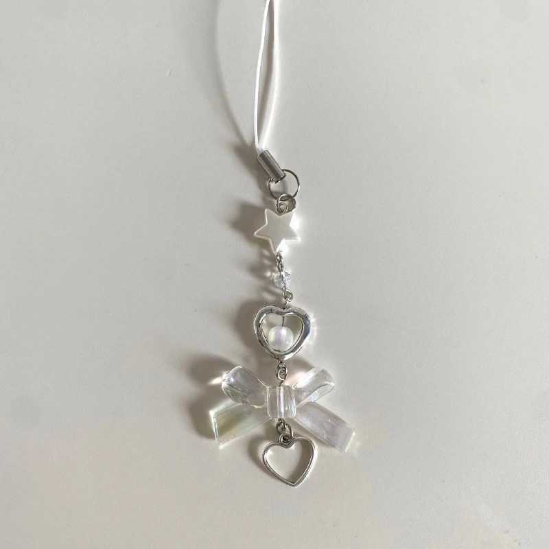 Sparkling phone chain button charm keychain edge chain phone lanyard acrylic keyring jewelry Y241014