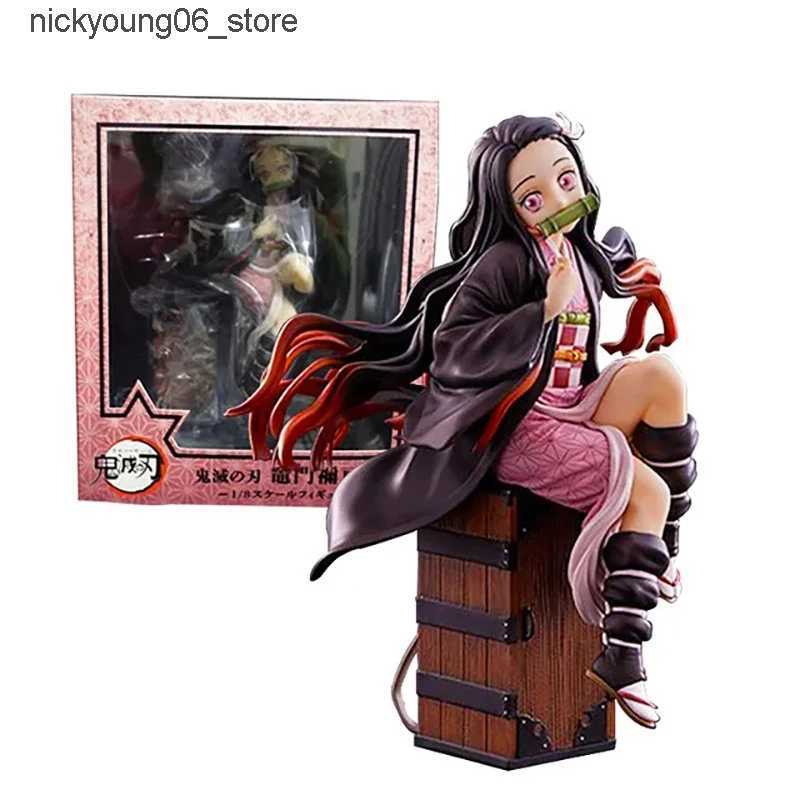 Action Toy Figures 15CM Demon Slayer Kamado Nezuko Sitting Model Toy PVC Figure Toy Gift Collection Box Decoration Desktop Collection Decoration L2409