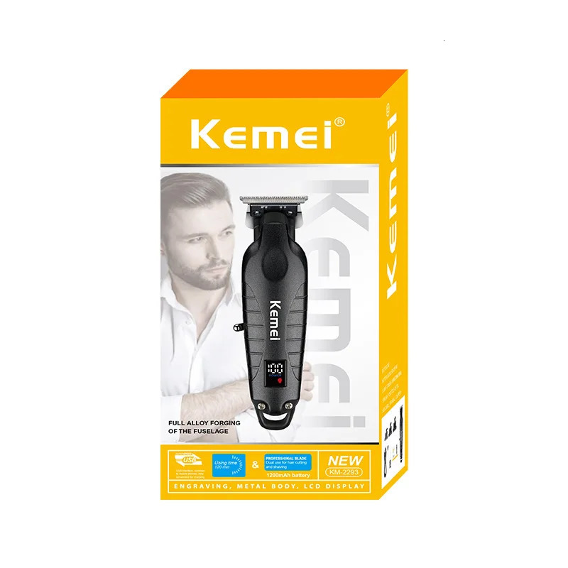 Kemei KM-2293 Hair Clipper Professional Electric Rechargeable Barber Trimmer Cordless Trimmer Type-c Zero Gapped Cutting 241014