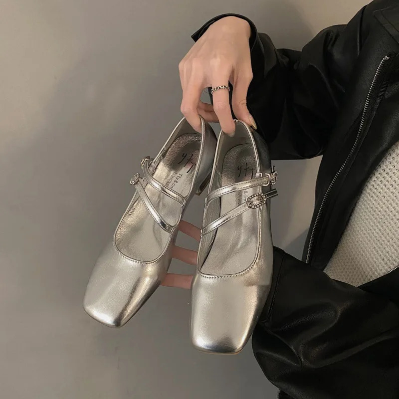 Double Buckle Ballet Spring Women Flat Fashion Red Elegant Mary New Jane Shoes Ladies Dress Outdoor Ballerinas 241014