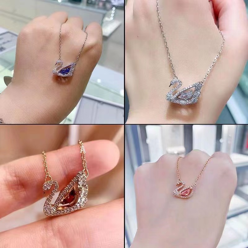 20Style Designer Fashion Swan Pendant Multiple Colors Rhie Collarbone Necklace Jewelry Gift