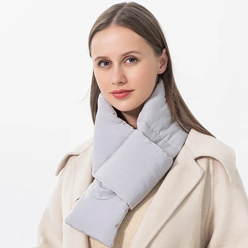 Winter Scarf for Women Feather Velvet Scarf Warm Down-Cotton Shawl Wraps Collar Neck-Cross Fashion Neck Warmer 241009