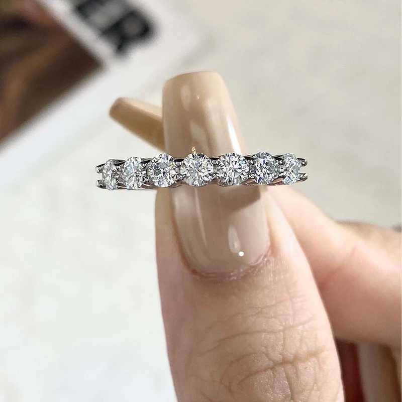 GRA Real Moissanite Rings 925 Sterling Silver Diamond Eternity Band Engagement Wedding Rings for Women New in Fine Jewelry