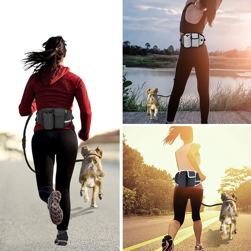 Pet Dog Training Waist Bag Hands-Free Leashes Set Treats Pouch Pet Walking Bungee Leash Dog Feed Bowls Storage Water Cup Bags