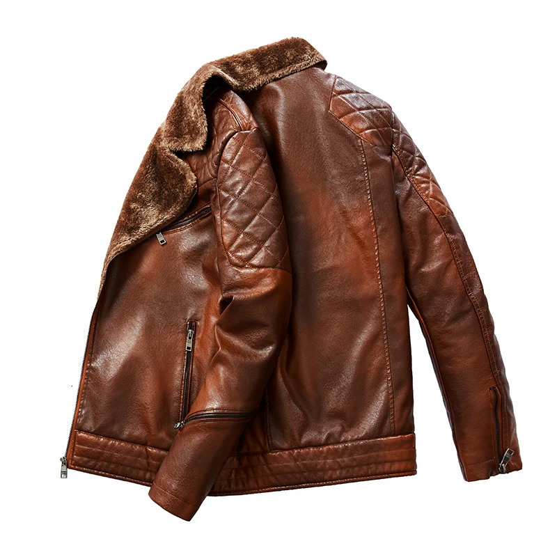 Winter Mens Leather Jacket Men Winter Autumn Fashion Motorcycle PU Leather Jackets Male Punk Cool Zipper Pockets Leather Coats 241011