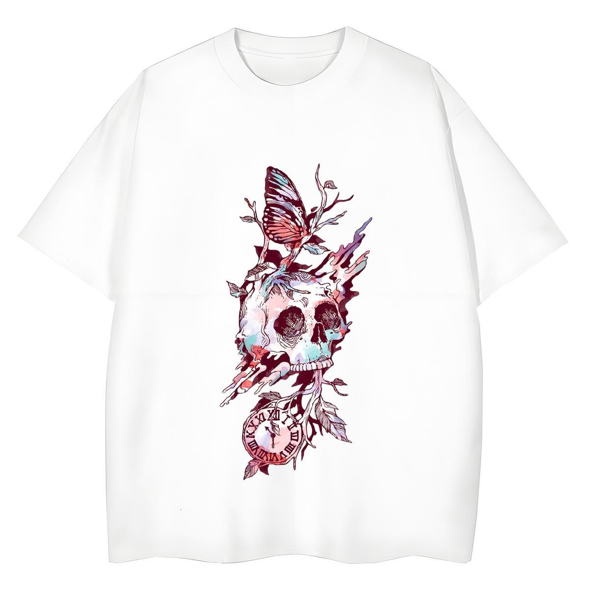 Casual New T-Shirts for Women 230g 100% Cotton Round Neck Short Sleeve Hip Hop Street skull Tshirt for Man Woman Designer Nice Oversized Tops Tees