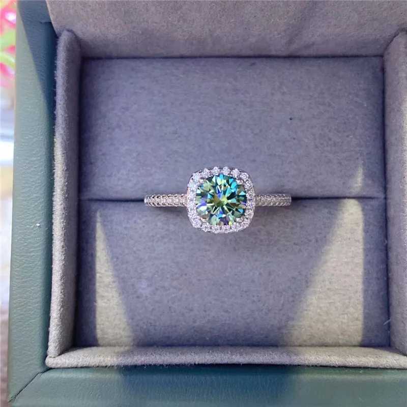 Certisfied 0.5-5ct Moissanite Engagement Rings D Color Green Yellow Diamond Square Wedding Ring S925 Sterling Silver Wholesale - view 4