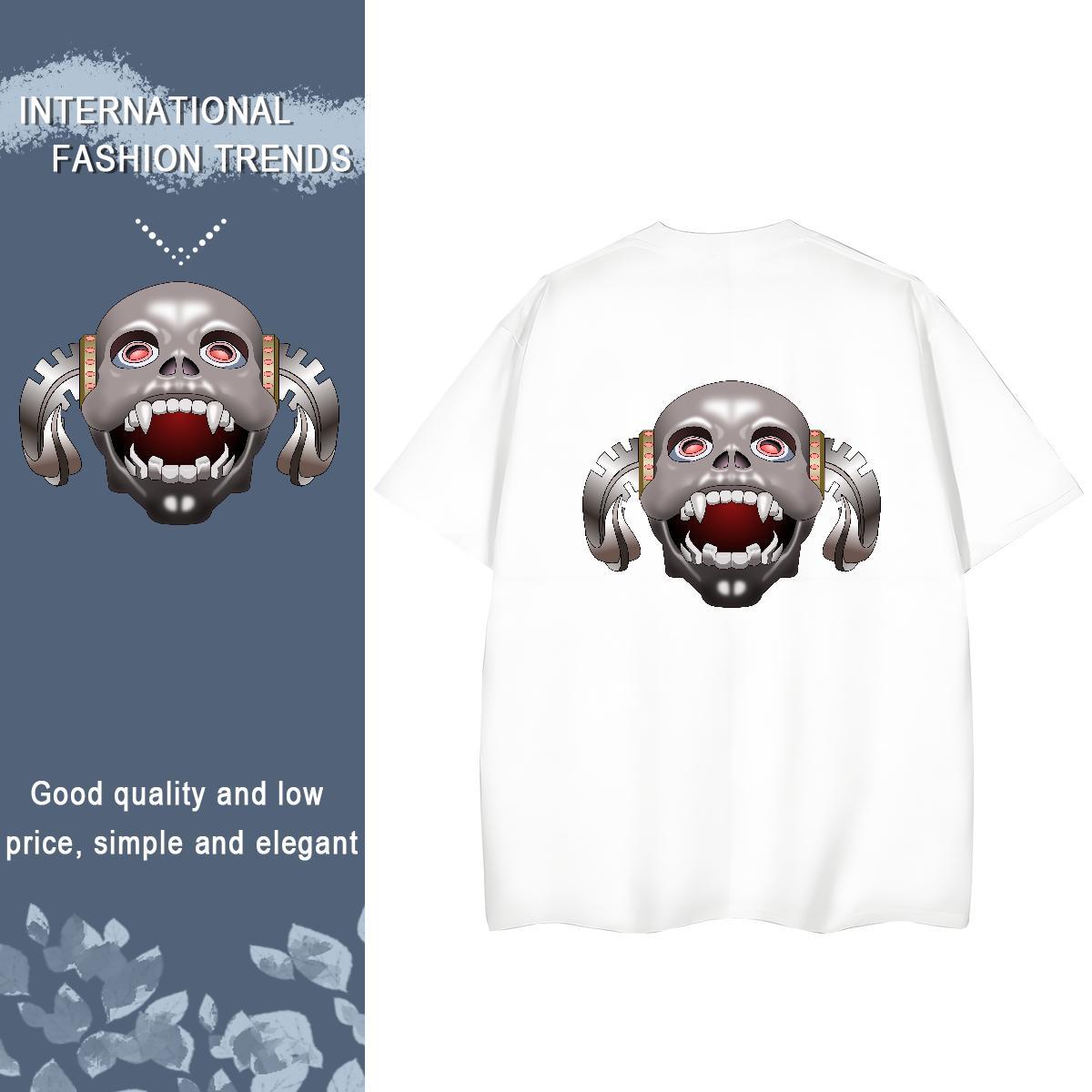 Fashion New T-Shirts for Women 230g Cotton Breathable Crew Neck Summer Casual skull Women Tshirts Loose DIY Printed Wear