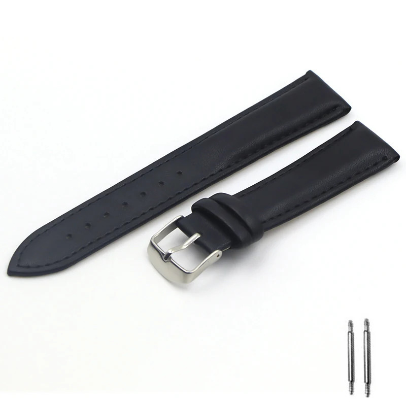 Calfskin Leather Watchband Soft Material Watch Band Wrist Strap 18mm 20mm 22mm 24mm With Silver Stainless Steel Buckle 241010