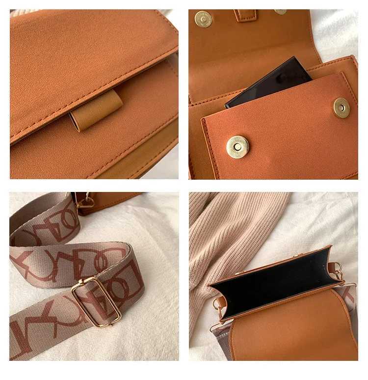 Wide shoulder strap shoulder bag flip cover small cross body womens simple classic handbag M241014