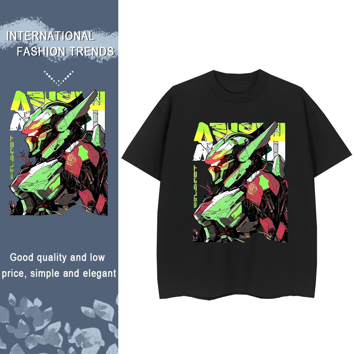 2024 Casual T shirt 230g 100% Cotton Breathable Crew Neck Sport robot Womens Tshirts High quality Cartoon Print Clothings