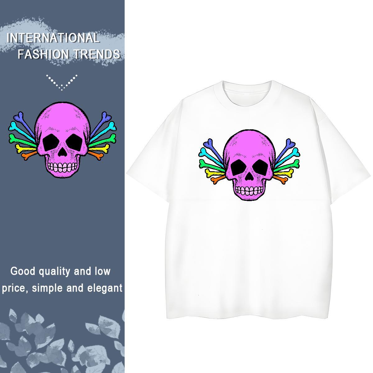 2024 Designer T-Shirts for Women 230g 100% Cotton Breathable Short Sleeve Sports Casual skull Tshirt for Man Woman Lady Customized Tops Shirt