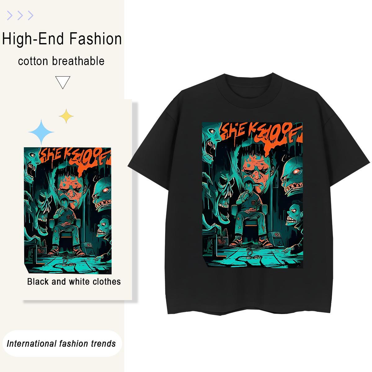 Factory Direct Woman T Shirts 230g Pure Cotton Breathable Crew Neck Spring Summer skull Woman Tshirt Female Oversized L-4XL Clothes Shirt