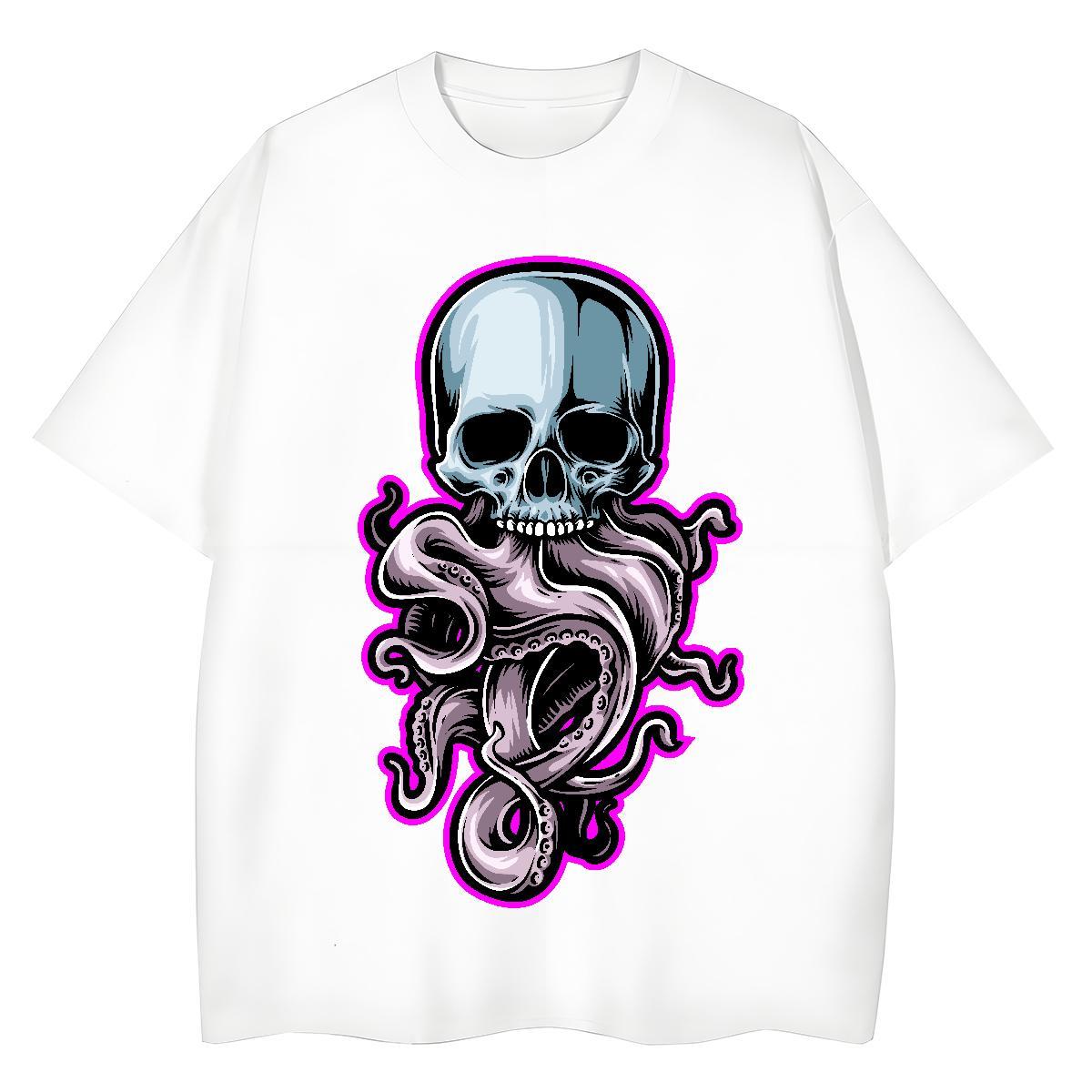 New T Shirts Women 230g Pure Cotton Short sleeve Soft Casual Daily Wear skull Couples T Shirts 5A Customized Clothings