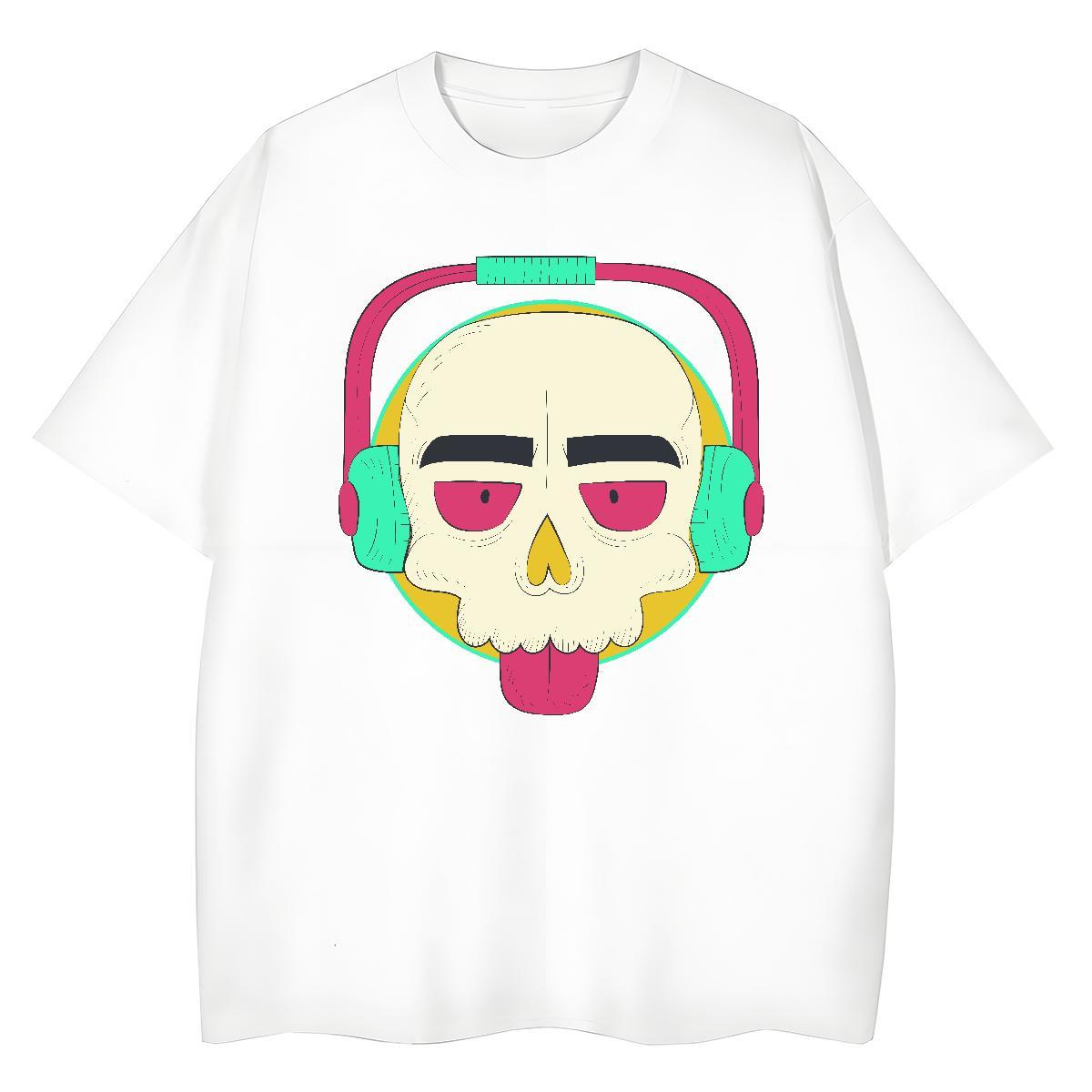 Brand T Shirts Women 100% Cotton 230g Breathable Spring Summer skull Woman Tshirt Loose fit White Plus Size Wear