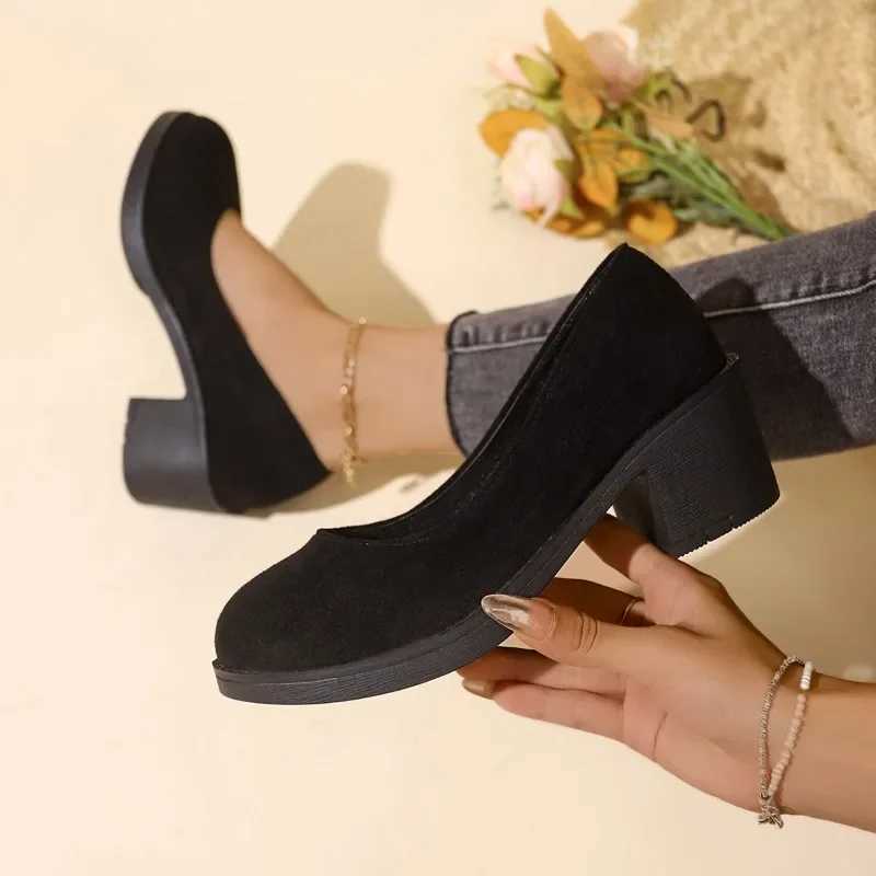 Ladies Shoes 2024 High Quality Shallow Womens High Heels Fashion Plus Size Daily Pumps Women New Plus Size Solid Heels WomenLX241014