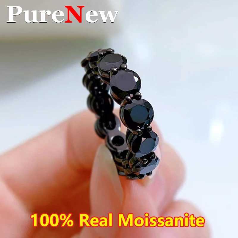 Full Black Men and Womens Moissanite Diamond Rings Original 925 Sterling Silver Jewelry D Color Unisex Moissanite Rings Gift