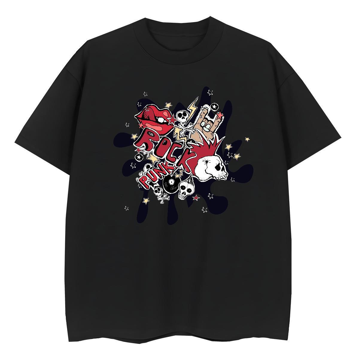 Custom Womens T Shirts 230g Pure Cotton Round Neck Short Sleeve Hip Hop skull Womens Tshirts Loose fit Oversized L-4XL Tee Shirt