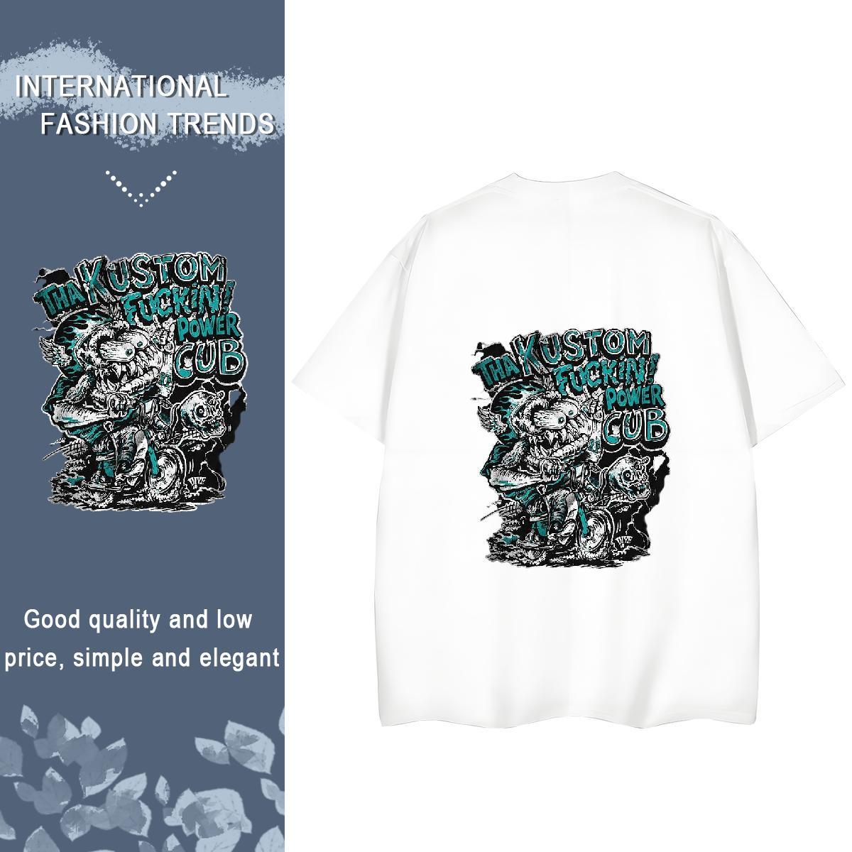 2024 T shirt 100% Cotton 230g Breathable Soft Casual Beach skull Tshirt for Man Woman Nice Cartoon Printing L-4XL Polos