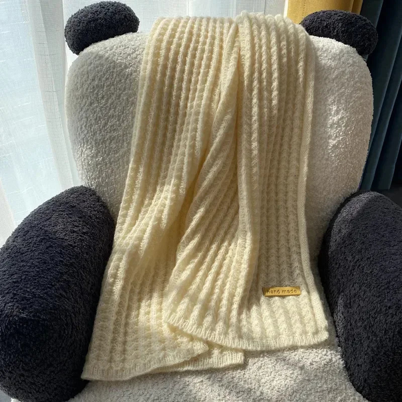 Christmas Women Winter Scarf Korean Woolen Scarf Lovers Men And Women Thicken Warm Students Solid Color Knitted Scarves 241009