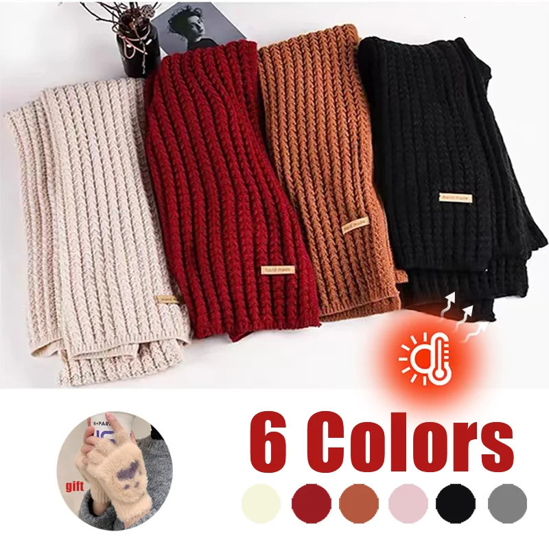8PcsSoft and versatile Korean version of the knitted wool solid color scarf female autumn and winter thickened couple neck scarf 241009