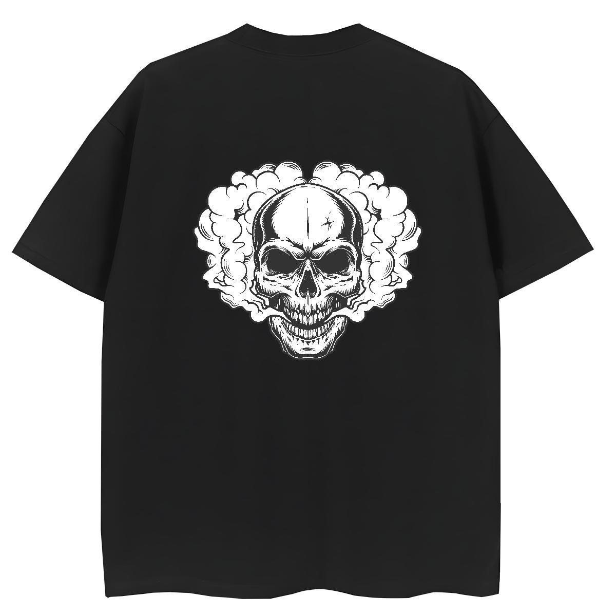2024 Womens T Shirts 230g Cotton Short Sleeve O-Neck Home Outdoor skull Unisex Tshirts Loose DIY Anime Printed Top Tees