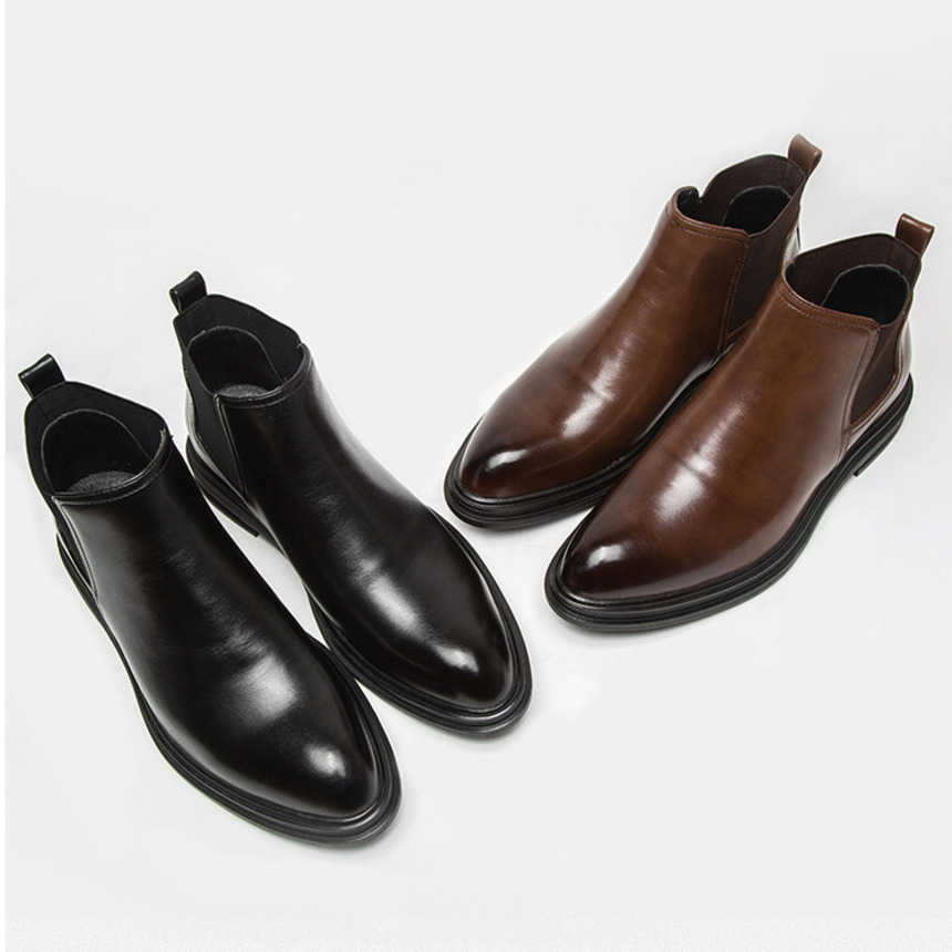 Martin Boot Casual Mens Boots Chelsea Short Boots Pointed Business Ankle Boots Large Leather Boots Model Fashion Boots 240927