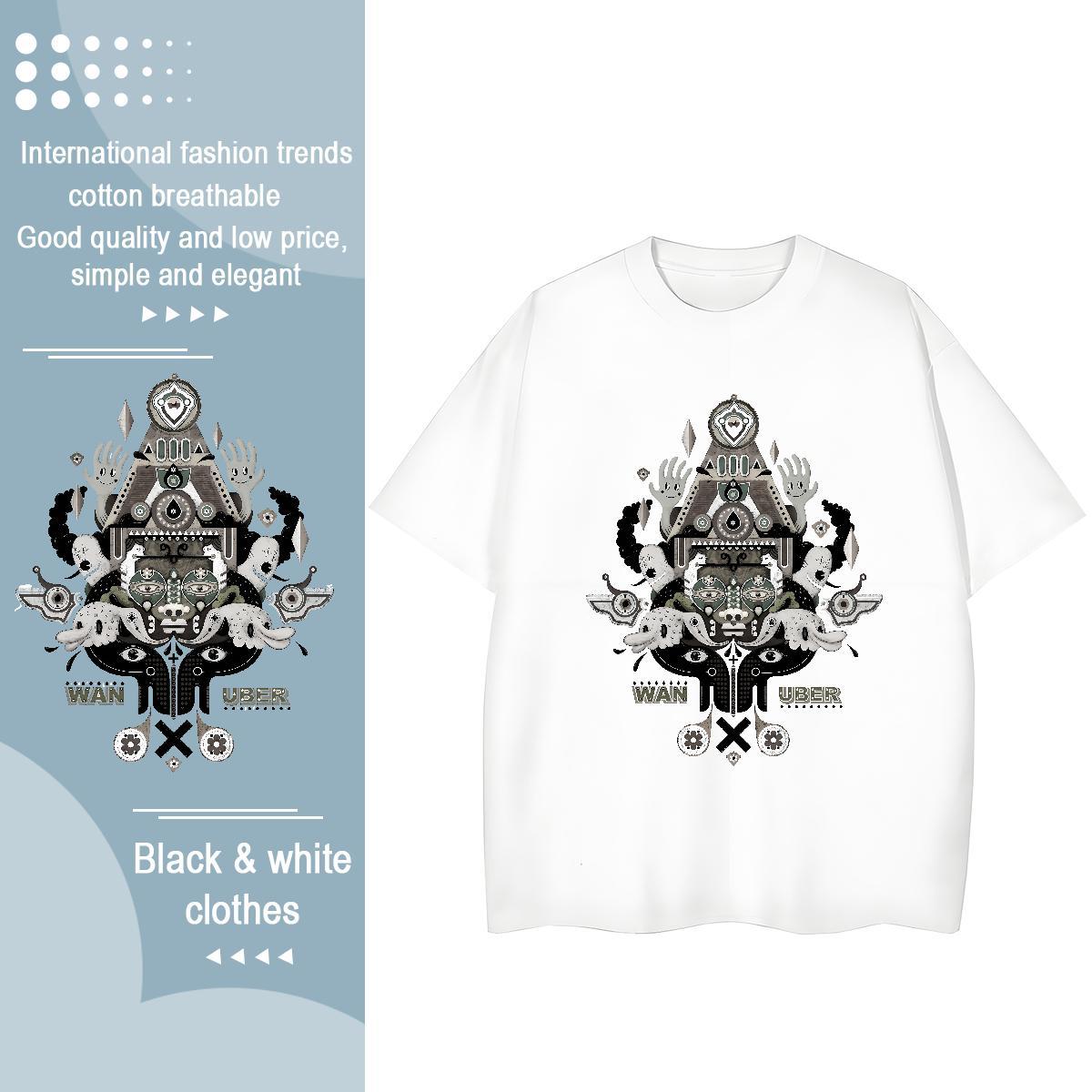 DIY Women T Shirts 230g Pure Cotton O Neck Short Sleeves Casual Sport eye of the devil Womens Tshirts Loose fit DIY Anime Wear