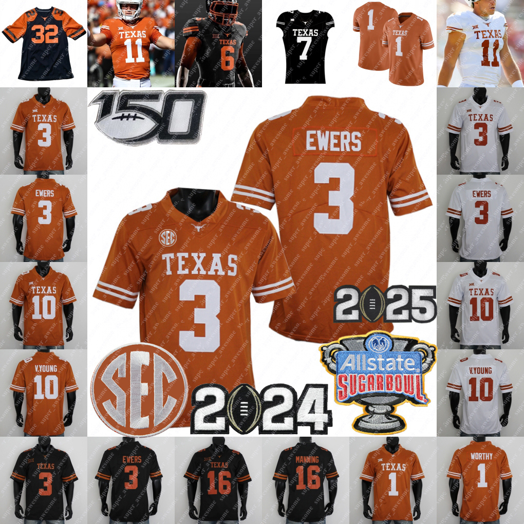 Texas Longhorns Football Jersey Quinn Ewers Arch Manning Isaiah Bond Ryan Wingo Jaydon Blue Anthony Hill Jr Jerrick Gibson Xavier Worthy McCOY WILLIAMS YOUNG HOOK 'EM