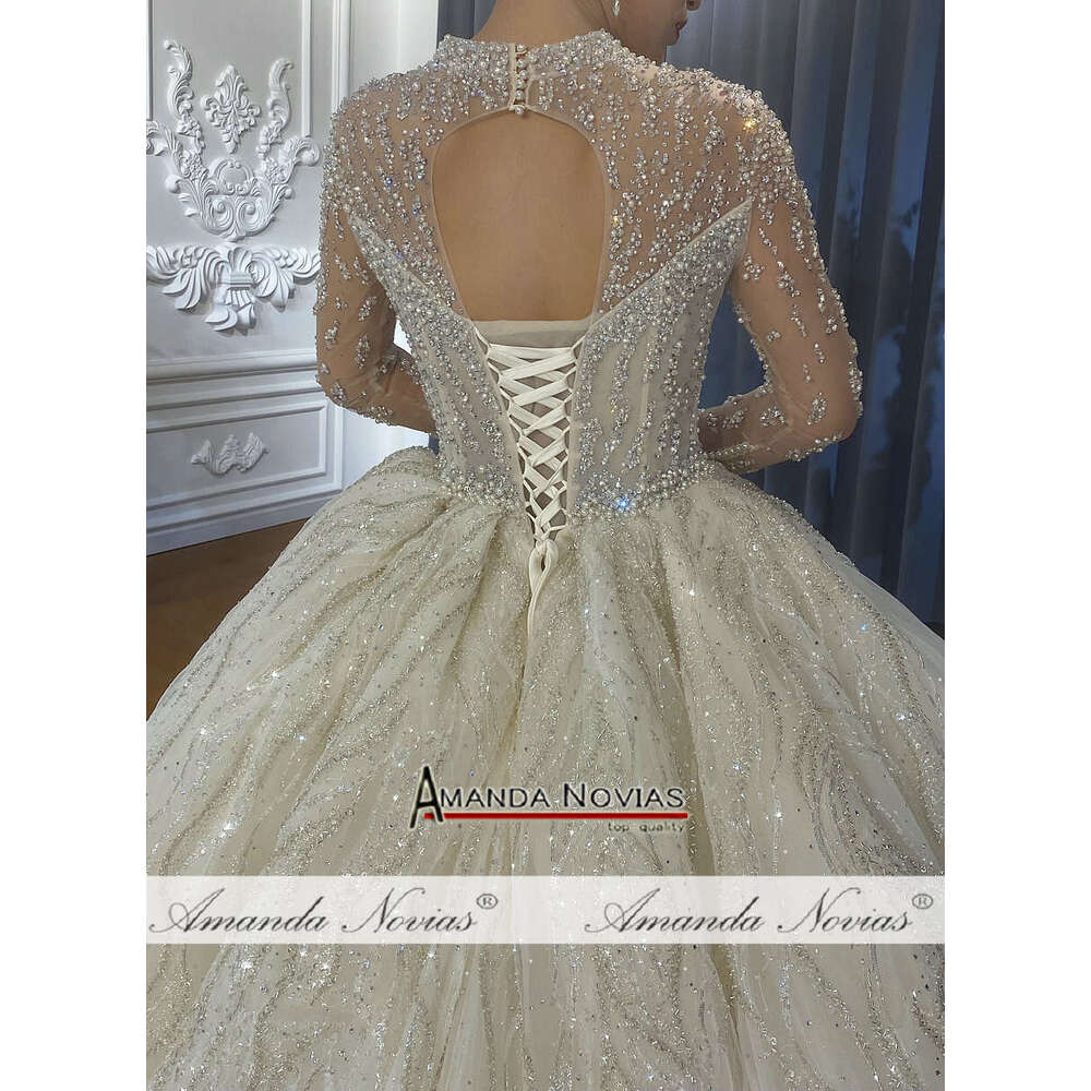 Quality Bridal dress Elegant High Necke With Long Sleeves Weddings