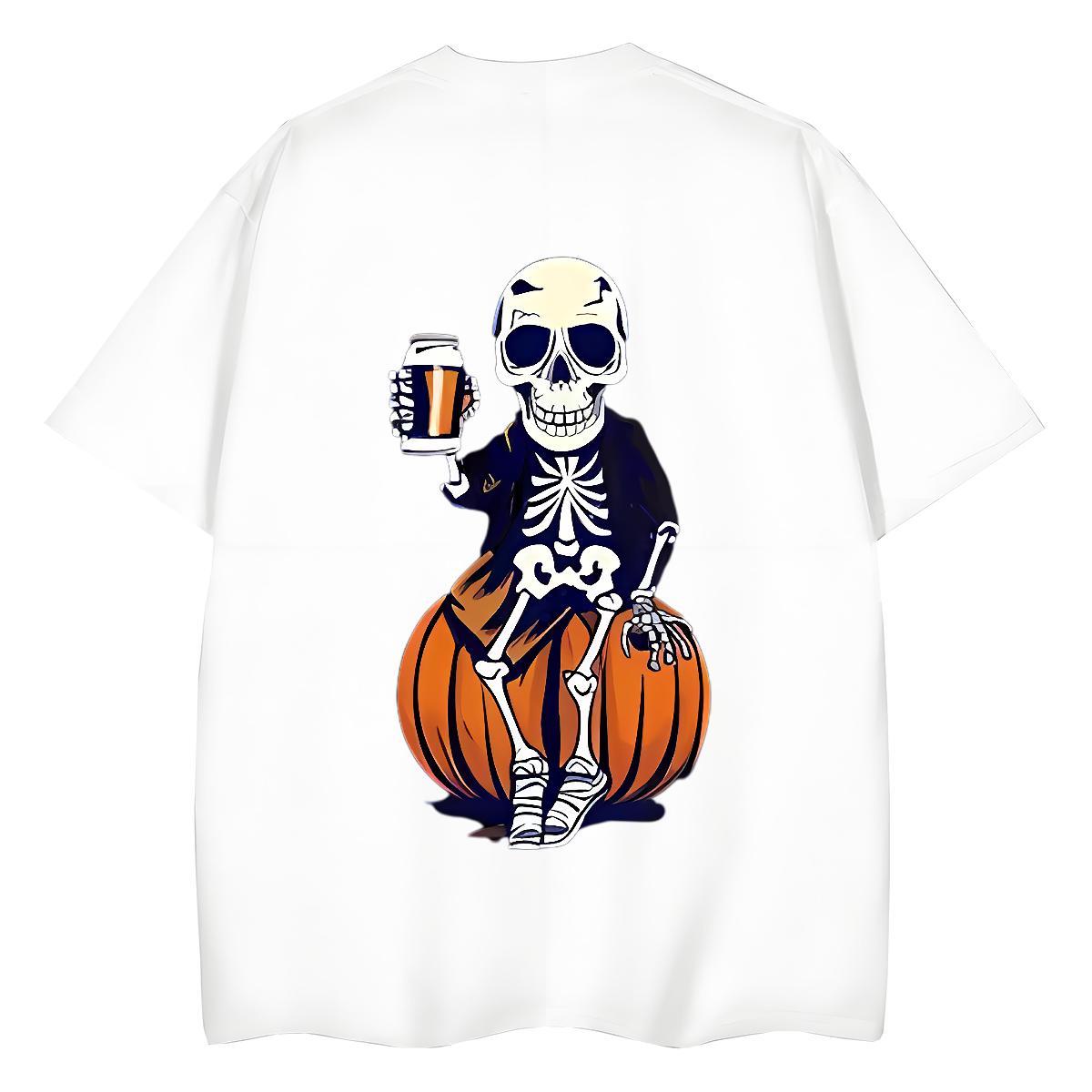 2024 Casual T Shirt For Woman 230g Pure Cotton O Neck Short Sleeves Hip Hop pumpkin Tshirt for Man Woman Popular Anime Print Tops Tees