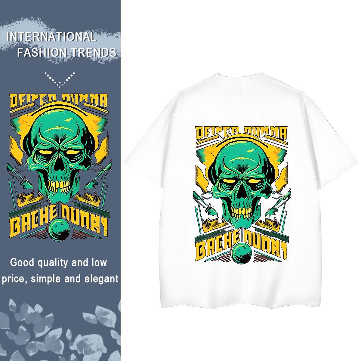 Brand Woman T Shirts 100% Cotton 230g Breathable Short Sleeve Daily Outfit skull Women Tshirts Soft DIY Printed Tees Shirts