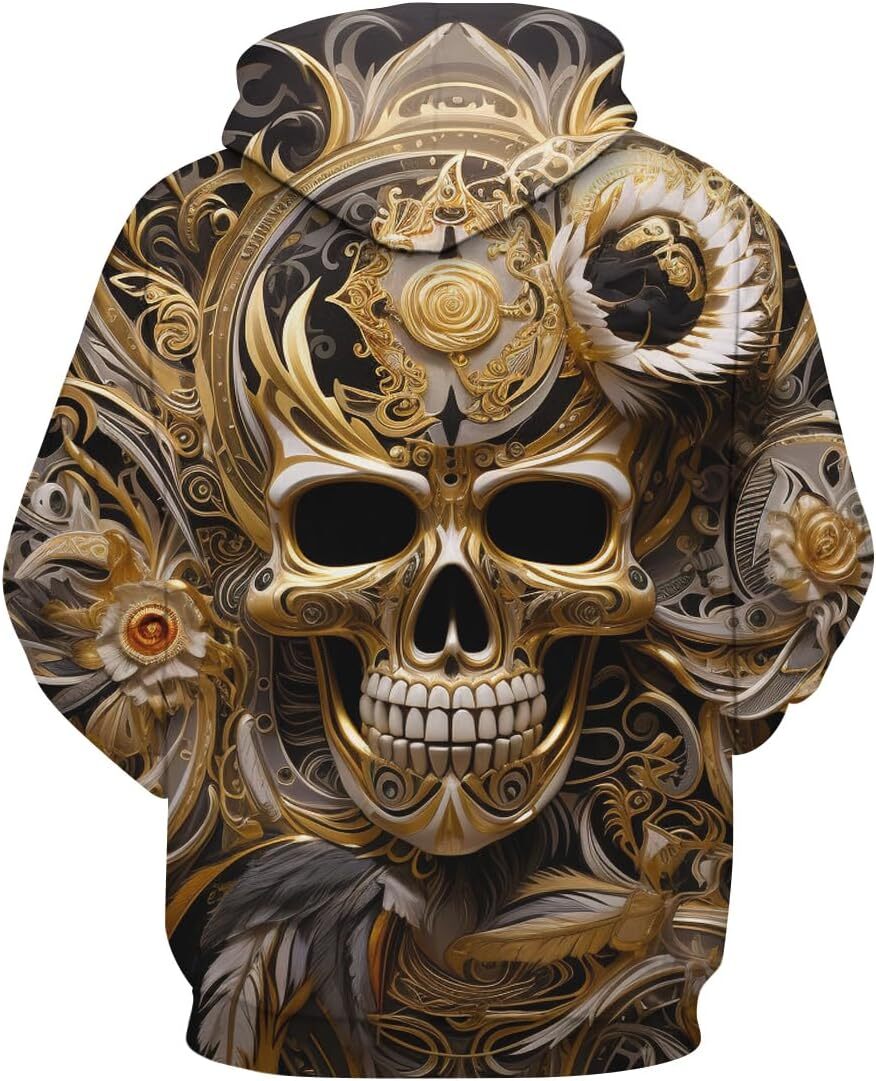 Hoodie for Mens Womens Poker Skull Printed Hoodie For Men Novelty Graphic Hoodies Fashion Pullover Graphic Hoodies Trendy Fashion