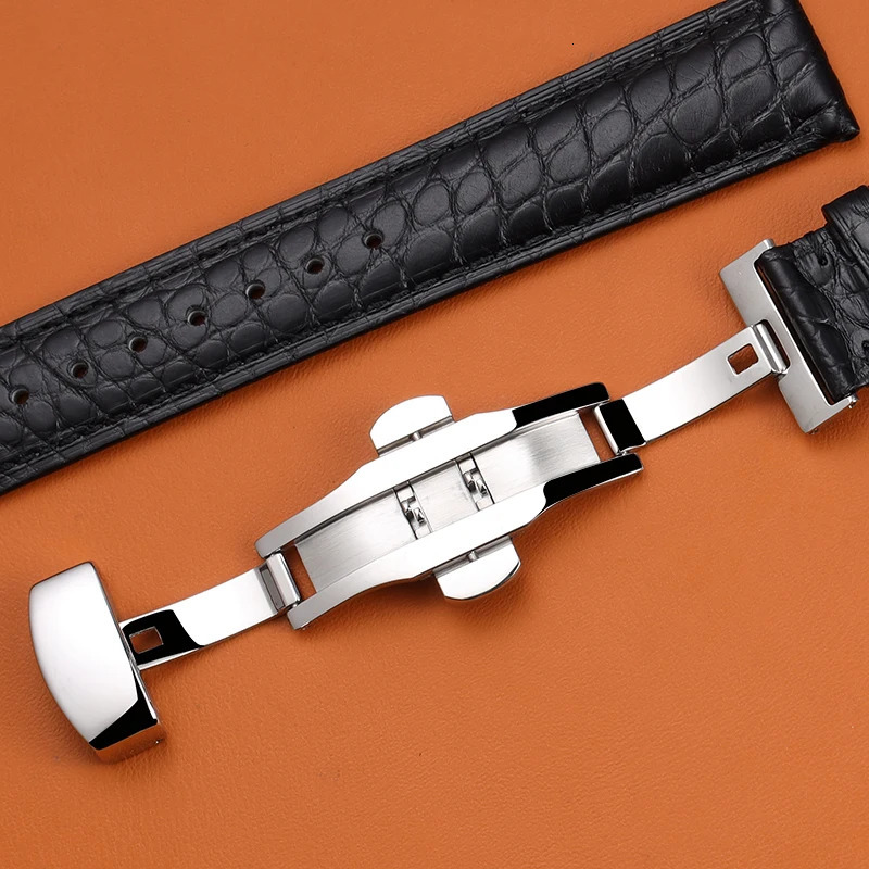 Alligator Leather Watchband Ultra Thin 18 19 20 21 22MM Black Brown Soft Strap Quick Release Bracelet 241010