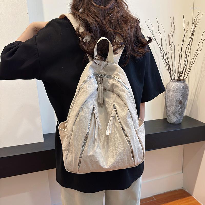 2025 NEW Backpack Live Supply Factory Direct Simple Leisure Travel Solid Color Internet Red Explosion Large Capacity Student Shoulder Bag zhanyishengl