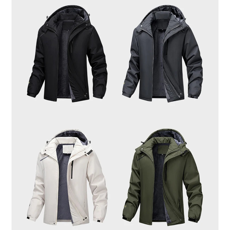 Men Winter Outdoor Warm Jacket Coat Mens Outwear Casual Waterproof Thick Fleece Detachable Hat Outfits Parkas Jackets Male 241007
