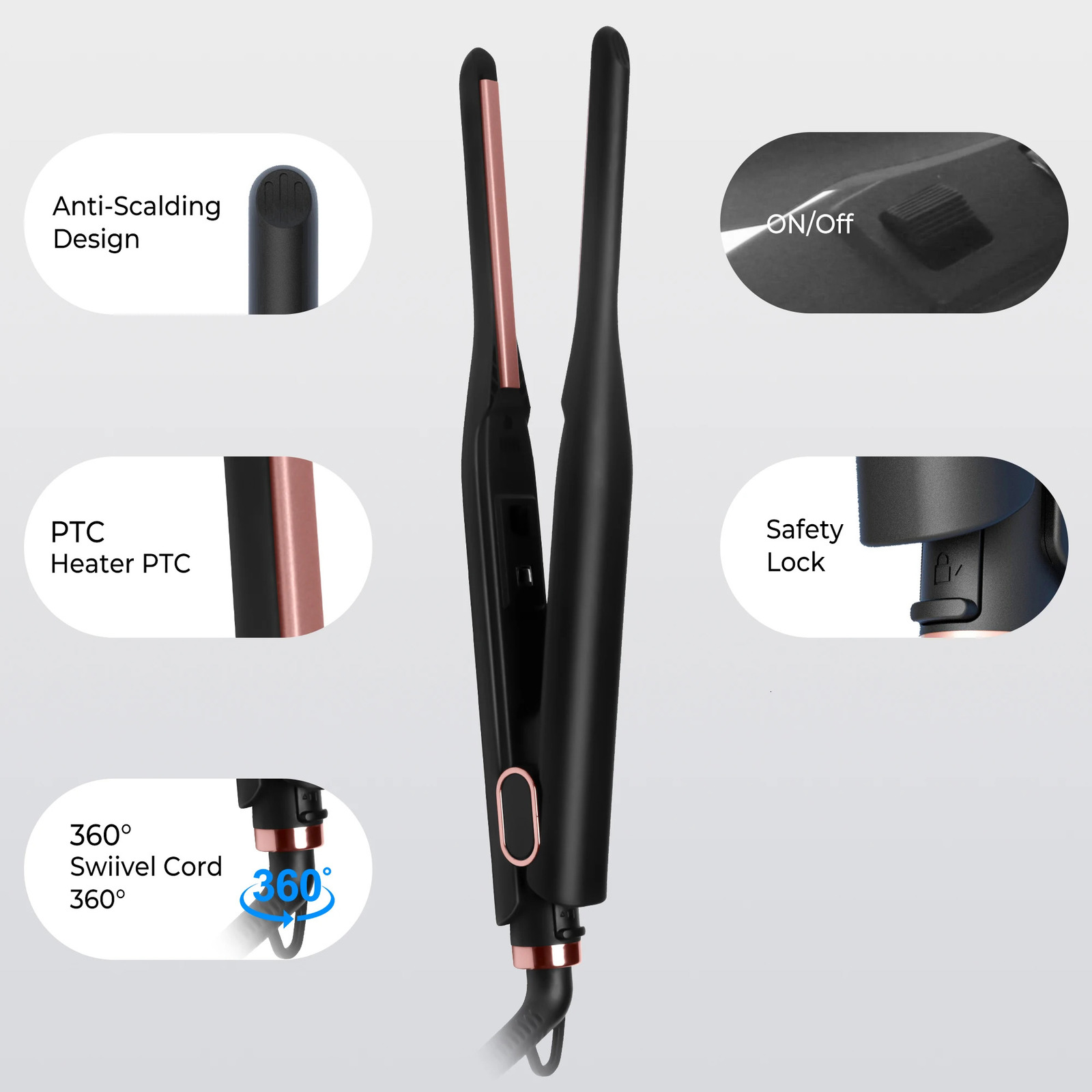 Small Flat Iron for Short Hair Pencil Flat Iron Mini Hair Straightener Tiny Hair Straightening Iron Ceramic Beard Straightener 241014
