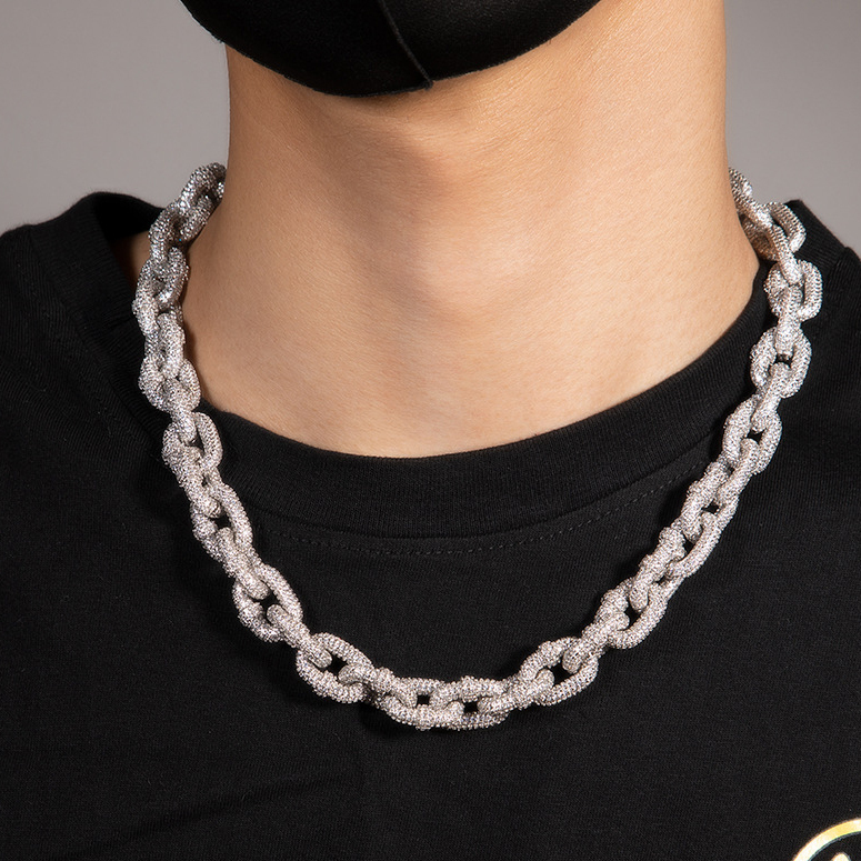 14mm 18k Gold Iced Out Hip Hop Lock Link Chains Necklace Choker Fine Quality New In Hip Hop Necklaces Exaggerated Miami Street Party Rapper Jewelry Ac