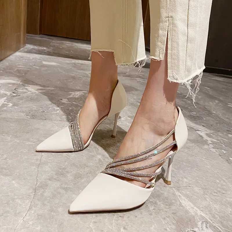 Pointed Toe Pumps Women Sexy Crystal Party Stiletto High Heels Wedding Suede Lady Heels Trendy Designer Office Work Woman ShoesLX241014
