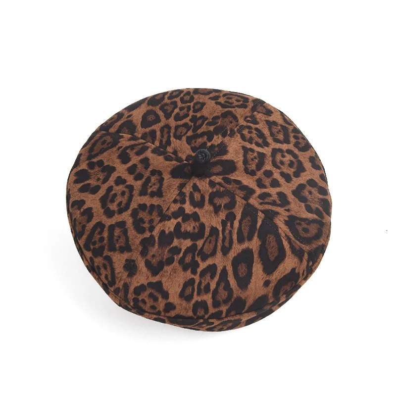 USPOP Autumn Winter Leopard Print Beret Hat for Women Fashion Retro Suede Hat 241009